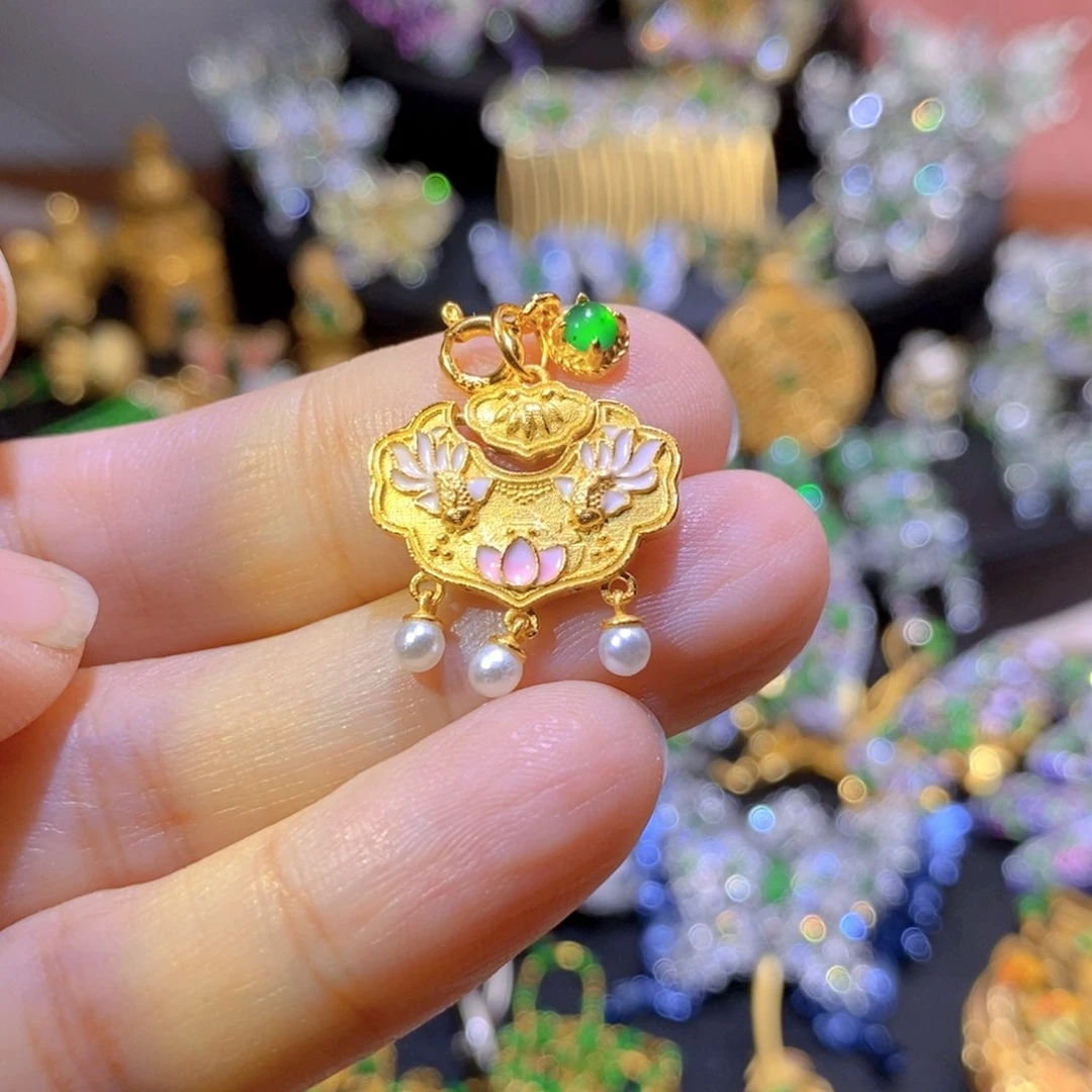 吊坠(不含链)银S925镶嵌翡翠