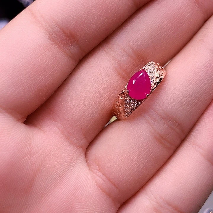 银S925镶嵌戒指红宝石