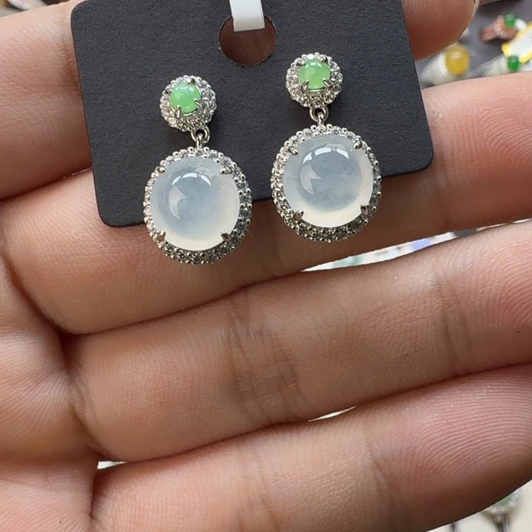 翡翠银S925镶嵌戒指天然缅甸翡翠A货