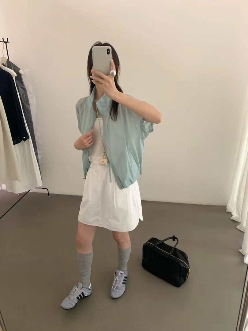 lovely@s9617 韩系简约立领抽绳设计防晒外套