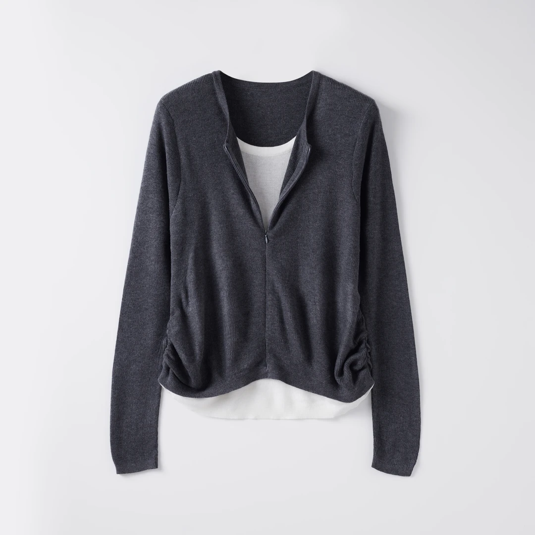 假两件V领长袖T桖女秋冬早秋季修身内搭打底衫上衣PG065-PGXN2169