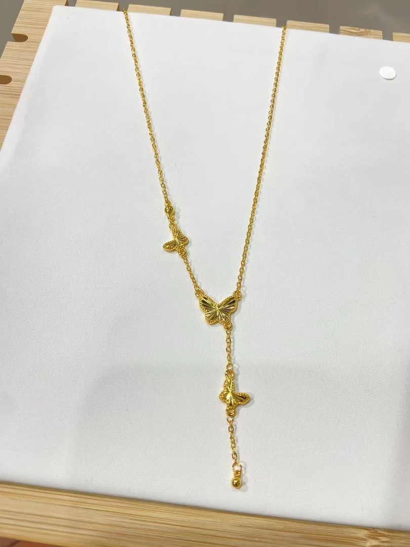 钛钢婚庆饰品 蝴蝶流苏o字链项链