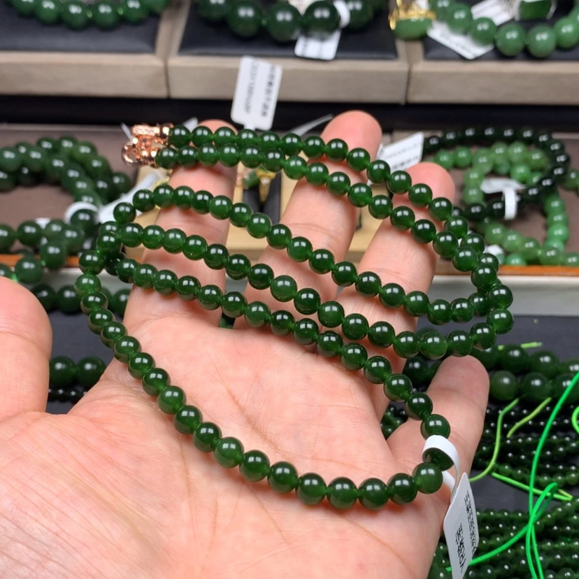 【闪购商品】和田玉（碧玉）未镶嵌颈饰人****，6m m