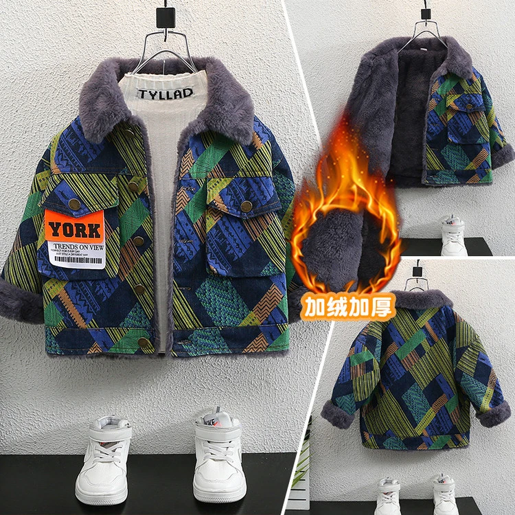 季加绒加厚儿童外套男女童保暖时尚棉衣中女男儿童防风休闲棉服