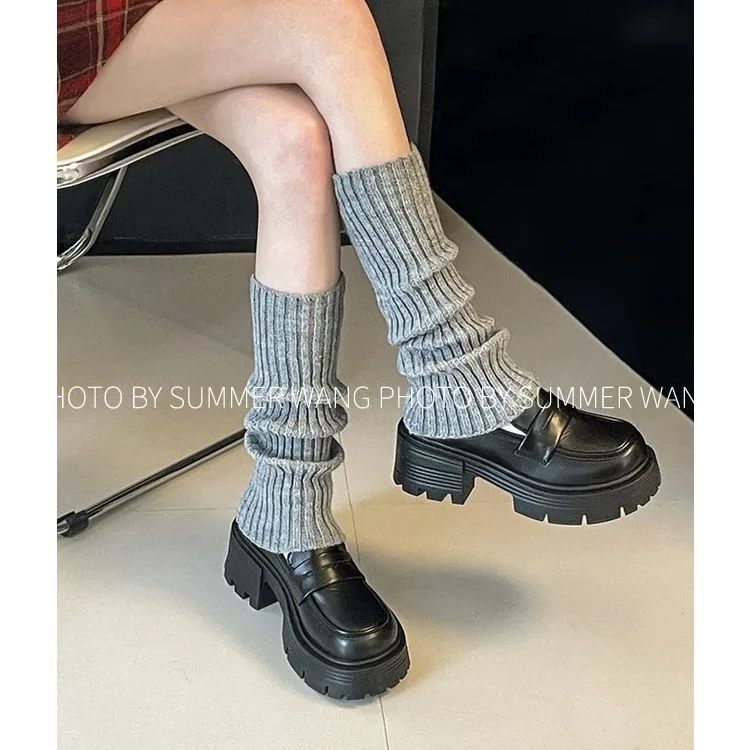 娜娜家681新款英伦风厚底女粗跟百搭乐福鞋