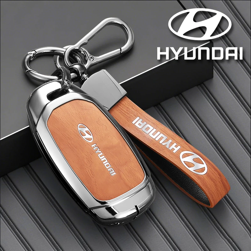 适用现代ix35汽车钥匙套伊兰特ix25金属壳扣包男女装饰用品高级感