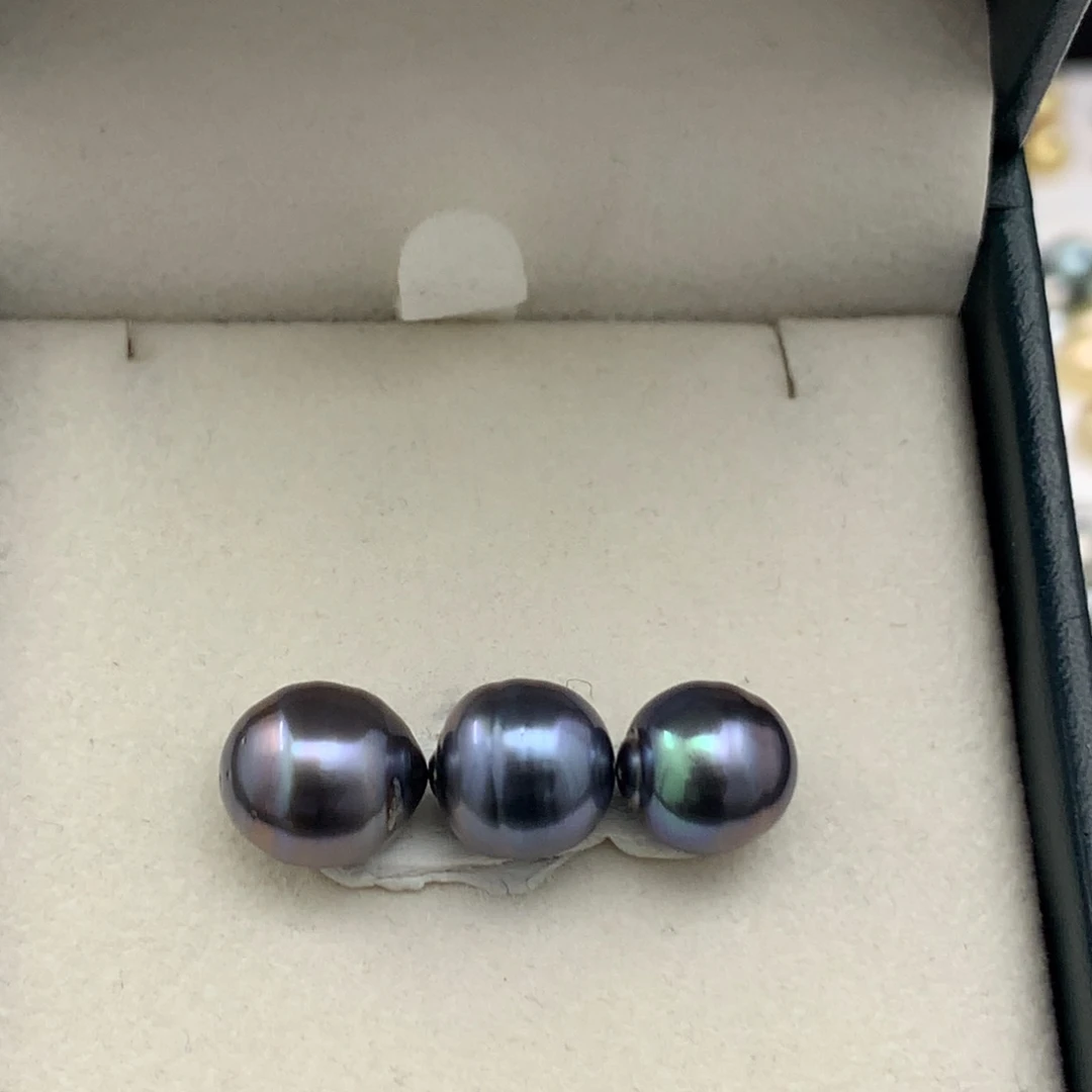 海水珍珠裸珠紫炫大溪地路路通3颗