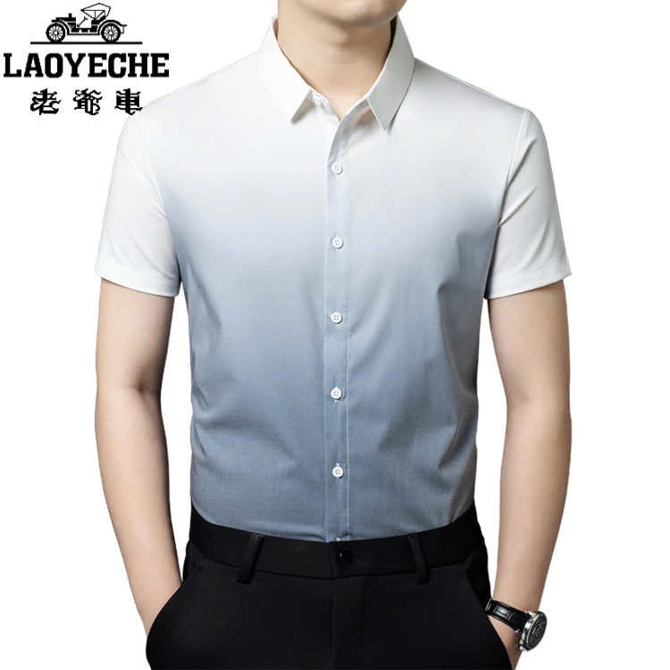老爷车衬衫男短袖2025夏季新款半袖痞帅高级感男装爸爸装衬衣寸衫