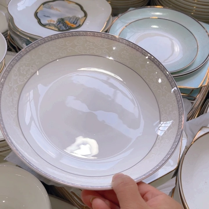 瓷片小资八寸深盘六个