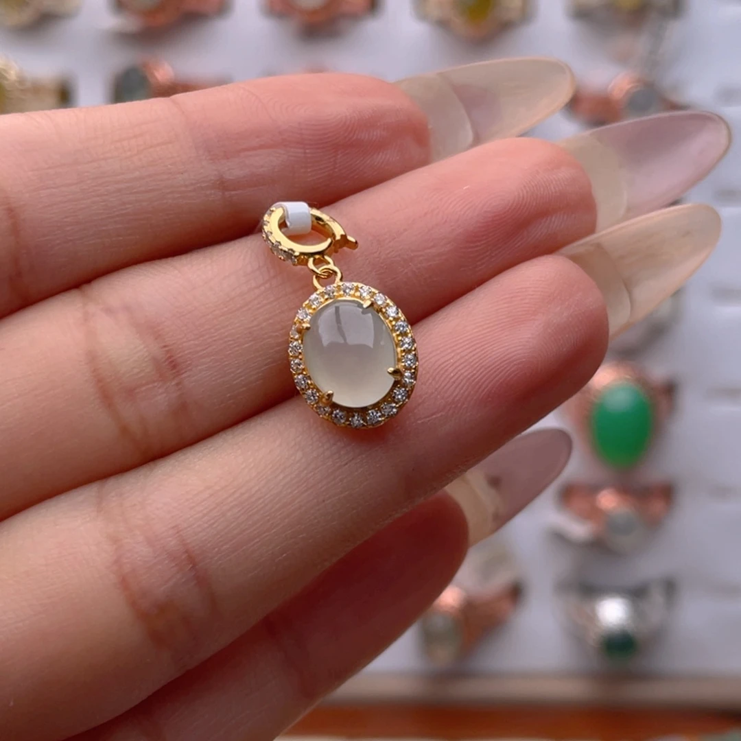 翡翠银S925镶嵌吊坠(不含链)11111