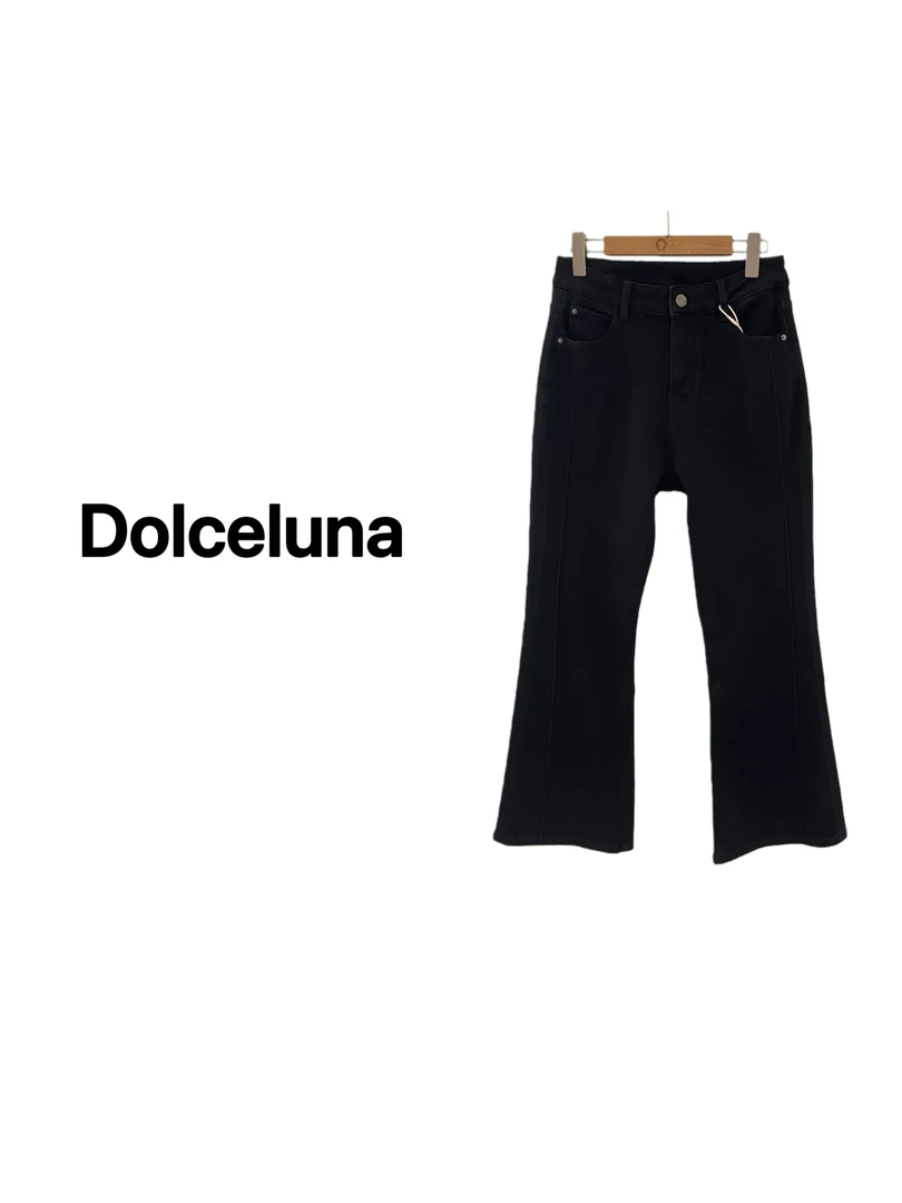 【月姐严选】新款蝴蝶纯色气质百搭时尚女士微喇九分牛仔裤-17685