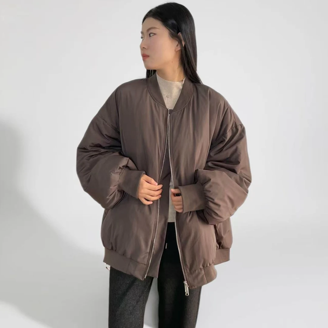 Mizui*roind 设计师款冬季潮流女士宽松立领夹克式保暖羽绒服1813