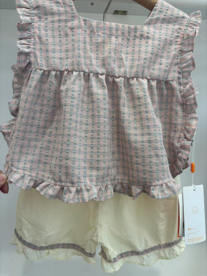 52213-MZ格子娃娃衫儿童套装