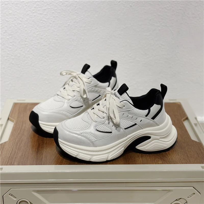 首谷SHOUGU正品老爹鞋女2025春夏新款厚底增高透气复古休闲运动鞋