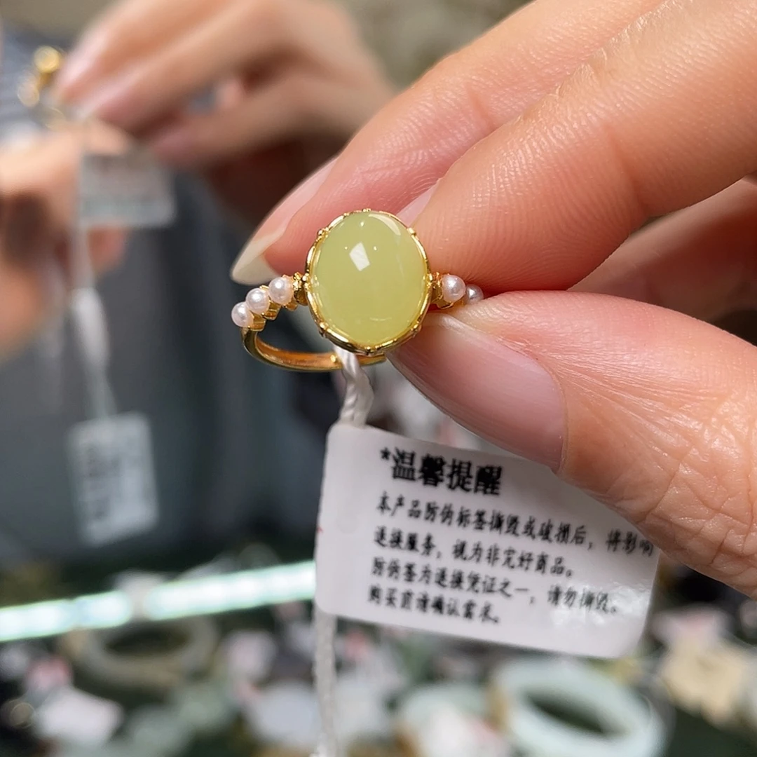 和田玉银S925镶嵌戒指