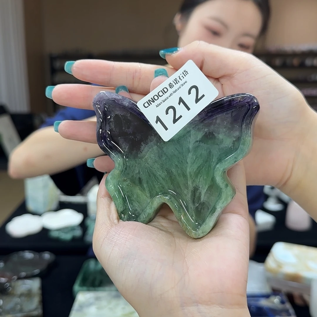 石材h*w1212绿水晶小蝴蝶