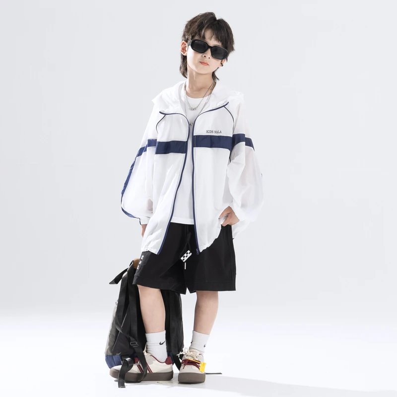 男童连帽防晒外套夏季新品男孩中大童装外套空调服夏装轻薄皮肤衣