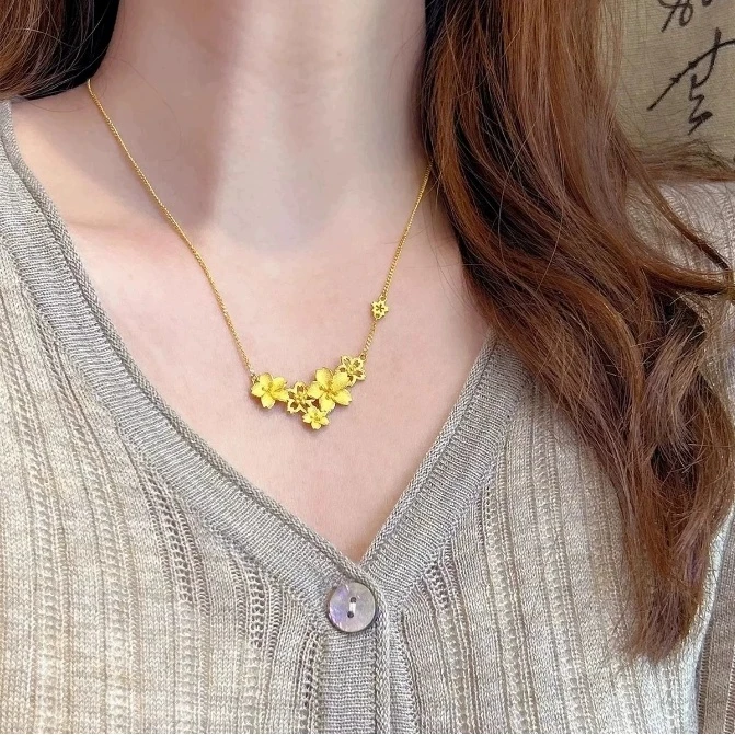 铜合金项链 三生花项链精美首饰百搭