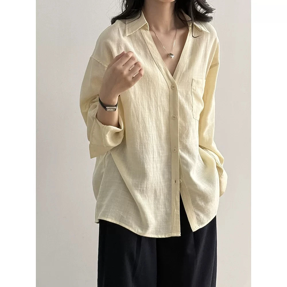 夏季纯色上衣白色宽松衬衫薄款