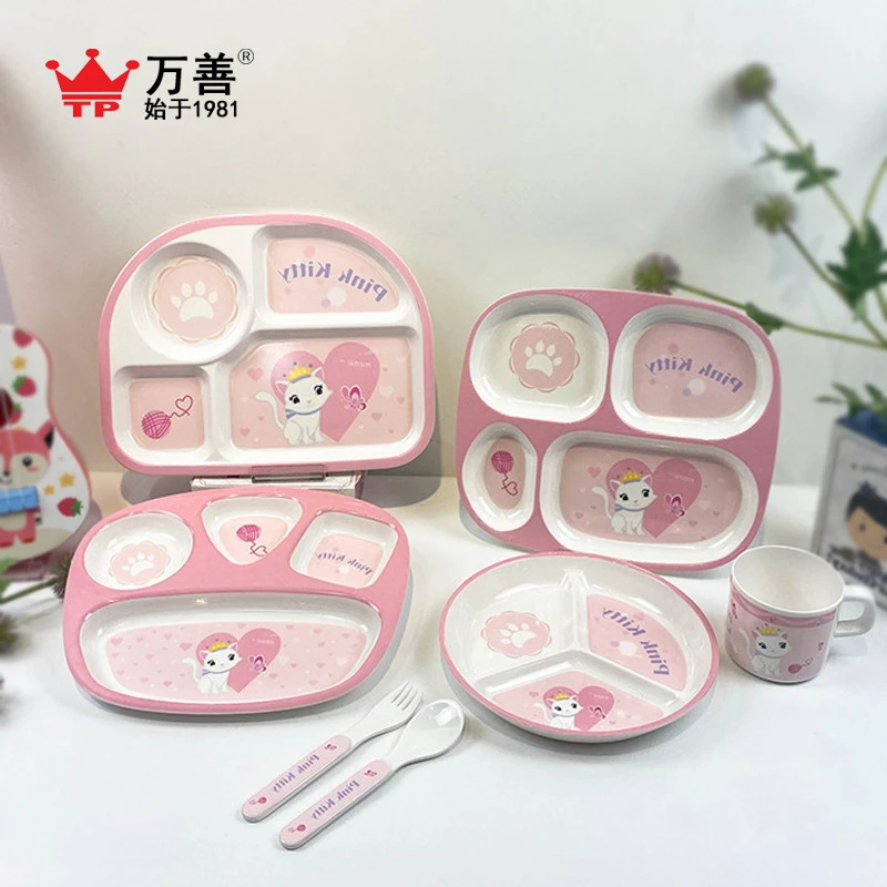 密胺家用套装创意卡通宝宝餐具分格餐盘杯饭碗勺整套送礼礼品可爱