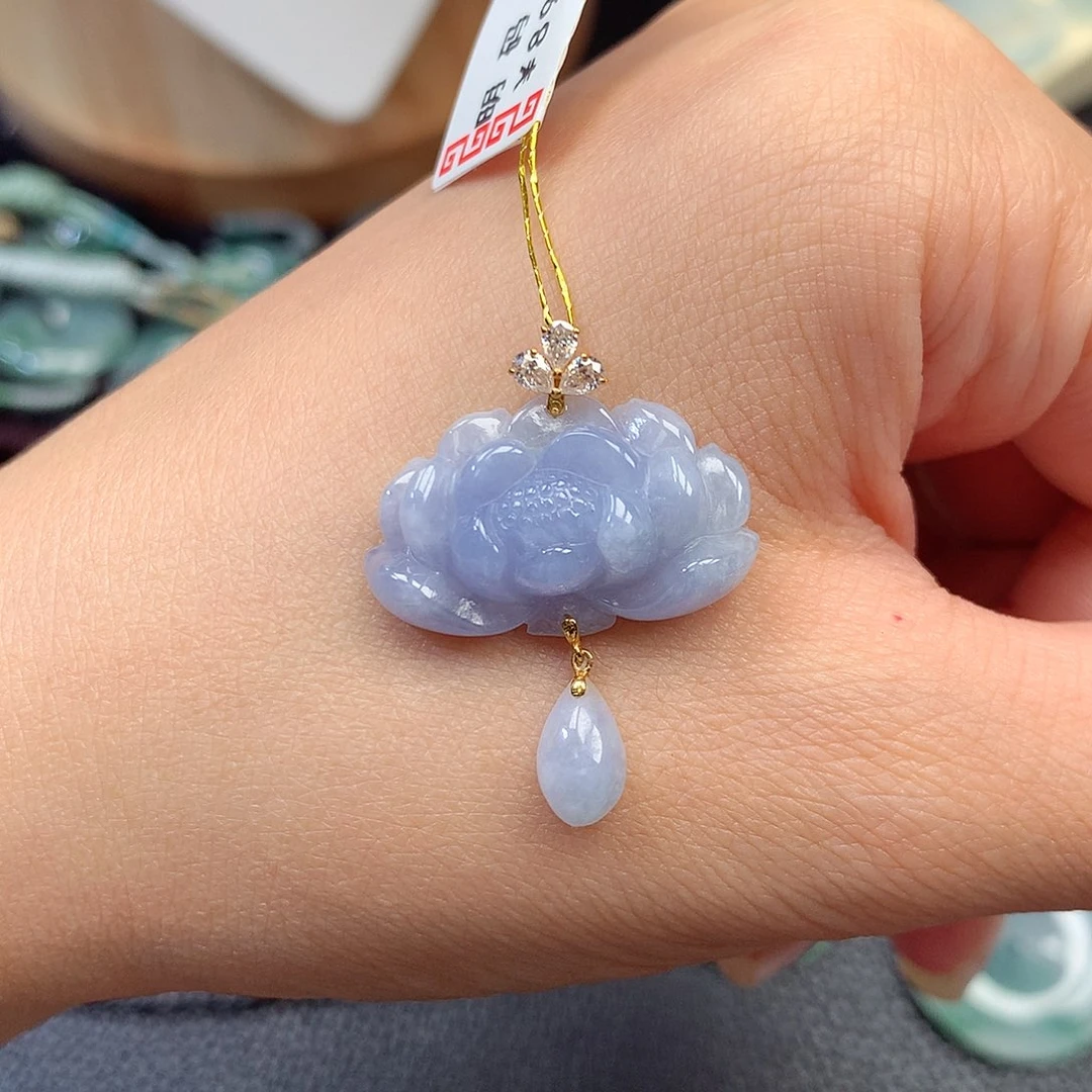 吊坠(不含链)18K金镶嵌翡翠翡翠