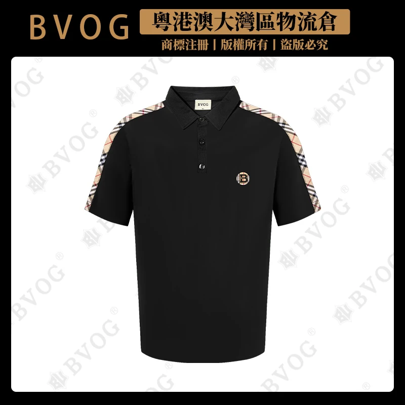 BVOG【高定男装】【经典方格】压烫工艺POLO衫黑白款BV536