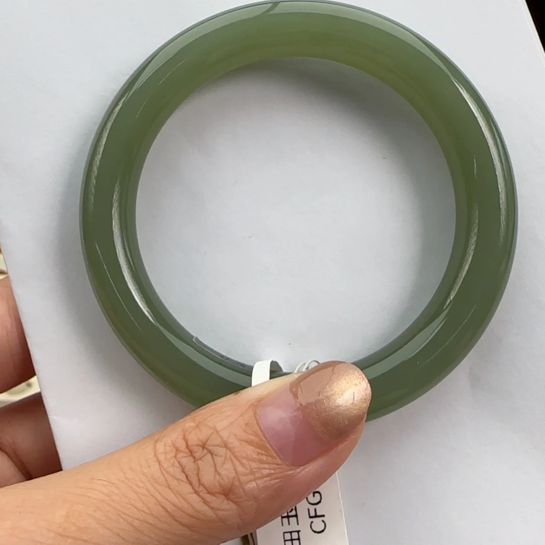 和田玉未镶嵌手镯胖圆55-56