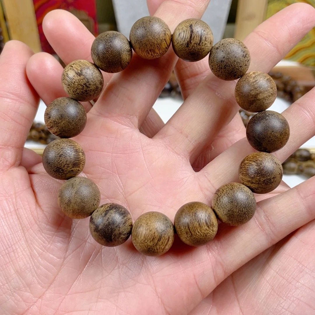 沉香手串无**风菩萨棋树心老料1.5