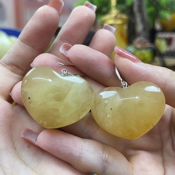 银S925镶嵌颈饰琥珀耳环