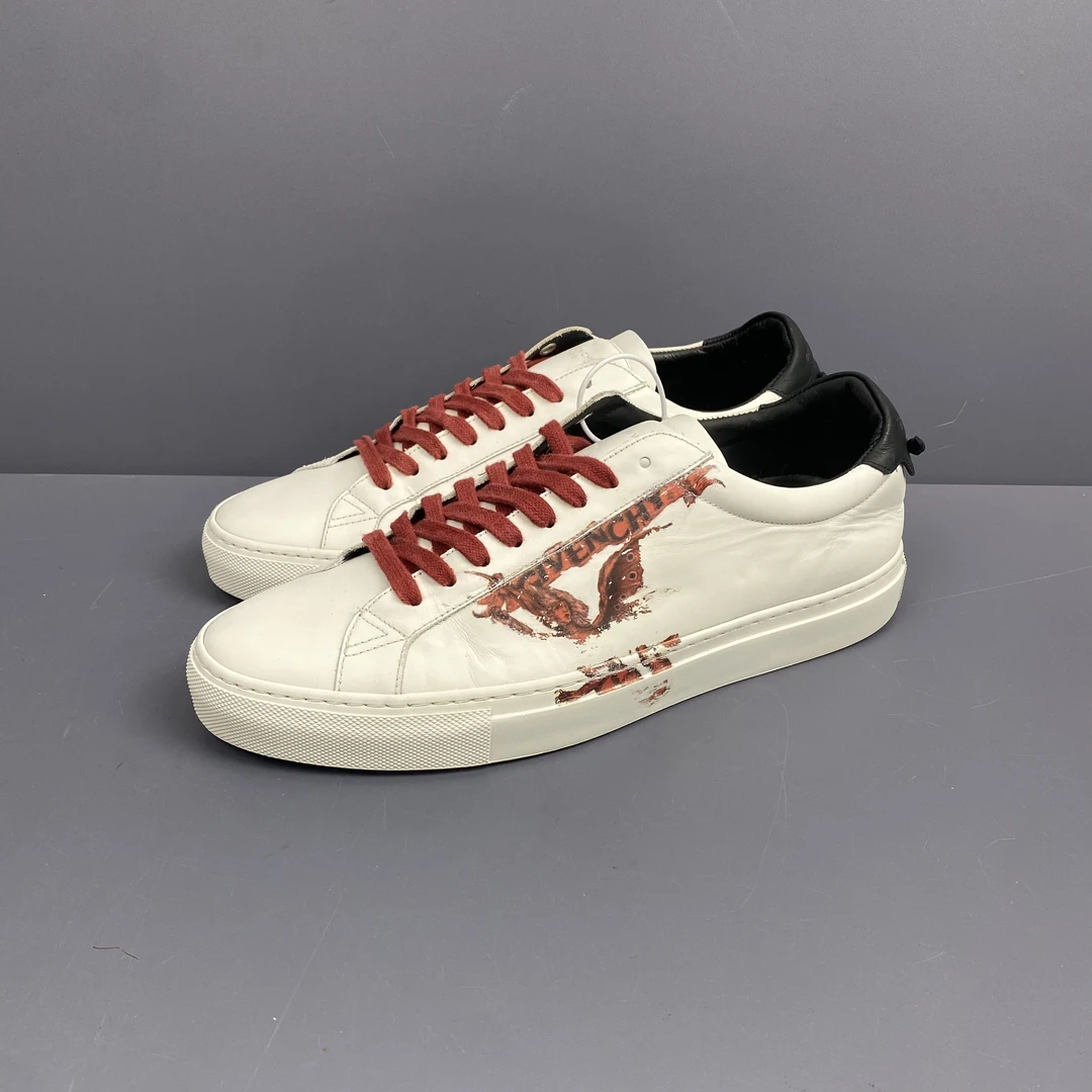 95新 Givenchy/纪梵希 42码 白红logo板鞋 鞋面有磨损 休闲鞋 280