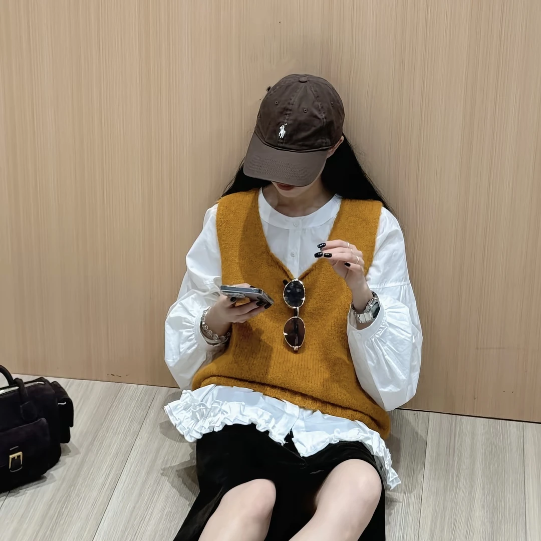 U领针织马甲～韩系简约U领软糯慵懒毛衣叠穿针织马甲