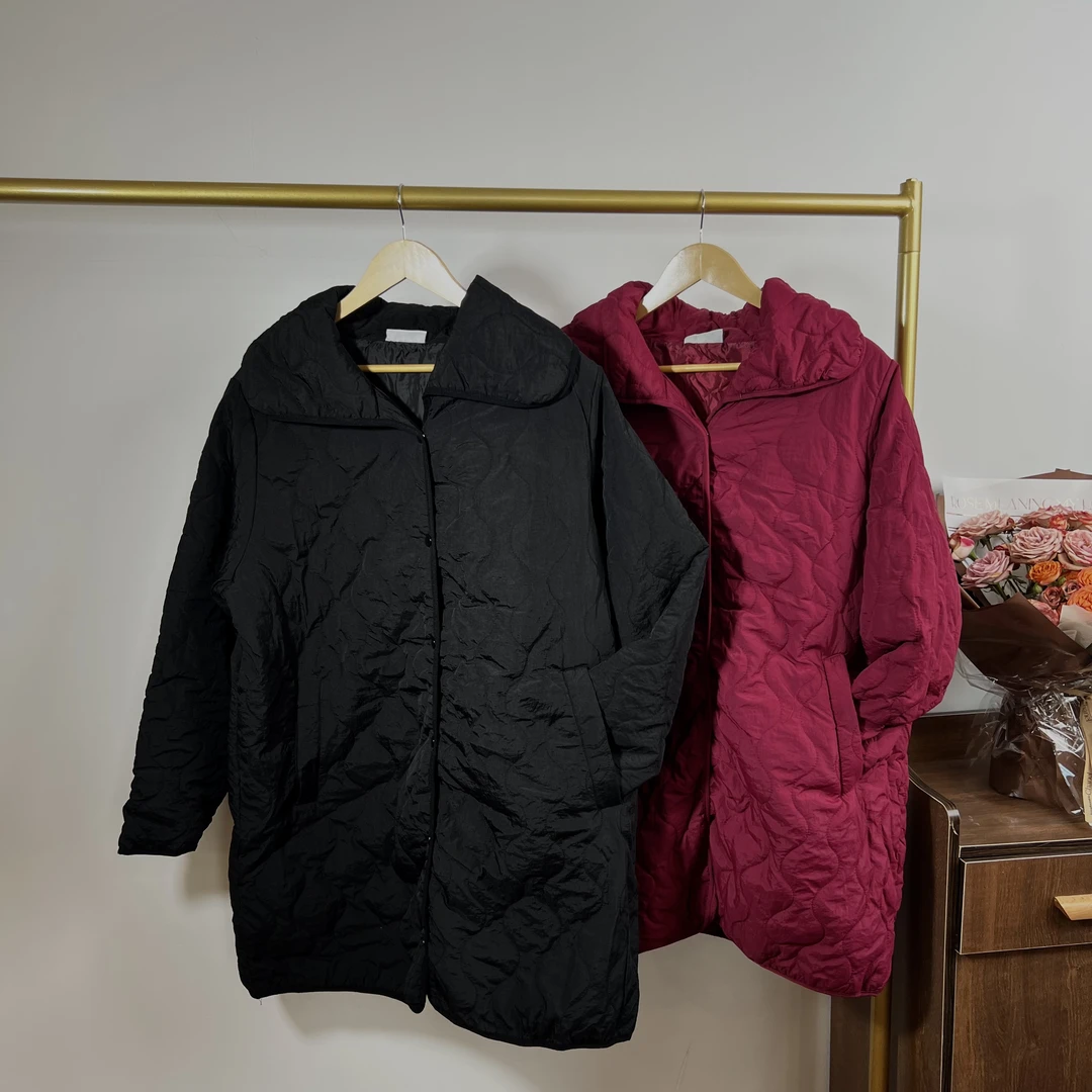 瑕疵款  翻领轻薄夹棉外套纯色保暖棉袄