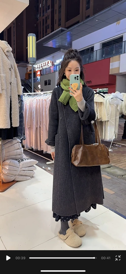 【鞠子JuZi】2559-1#高品质立领100羊毛长款大衣（需干洗长约115）