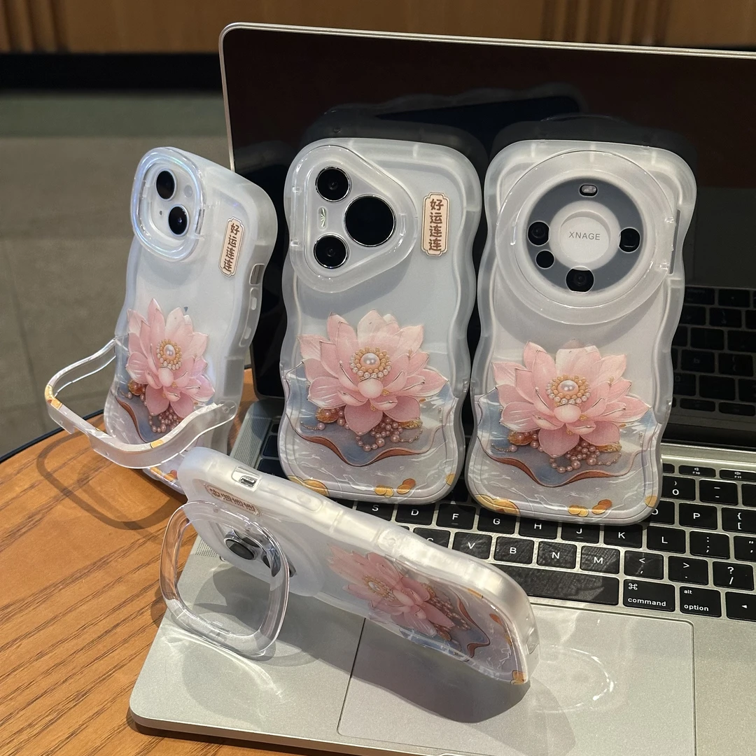 欧克里里莲花适用苹果17/16板凳双支架手机壳华为oppo小米15vivo