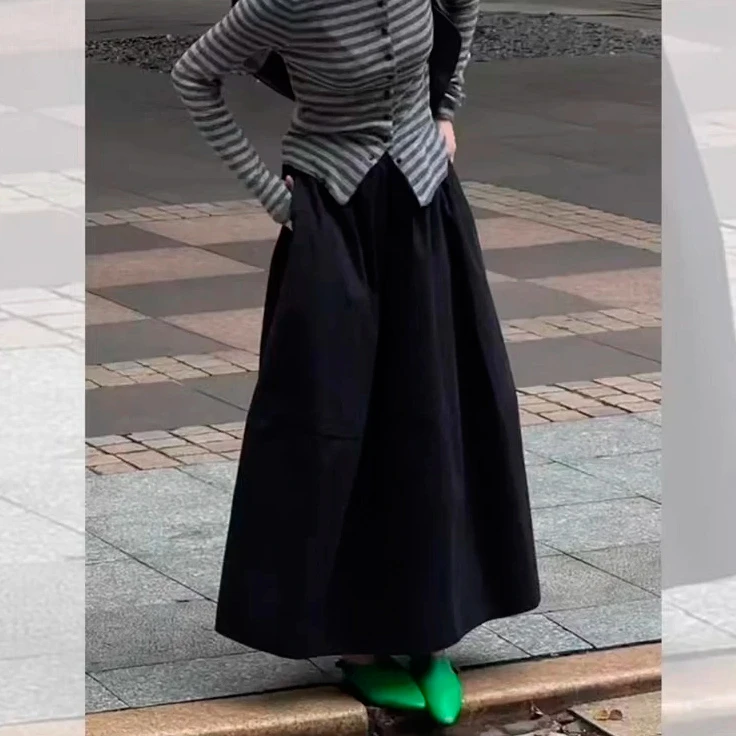 设计师款花苞裙女2025春夏新款松紧腰A字显瘦遮肉洋气流行半身裙L