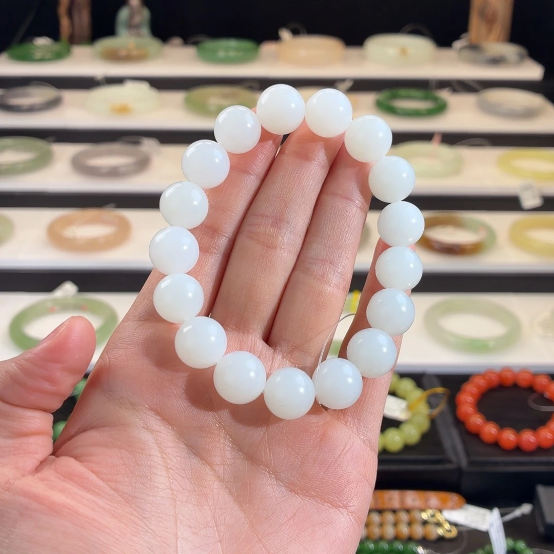 和田玉未镶嵌手串柔光羊脂白玉卡12