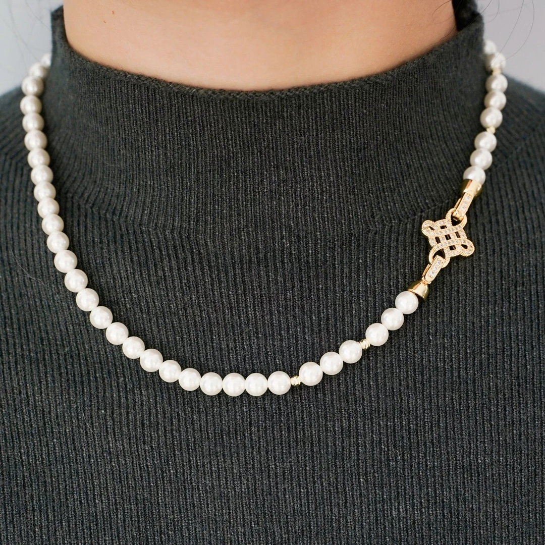 钛钢仿珍珠项链 AISA艾萨 【萨仁乌力吉】原创小众民计手工项链