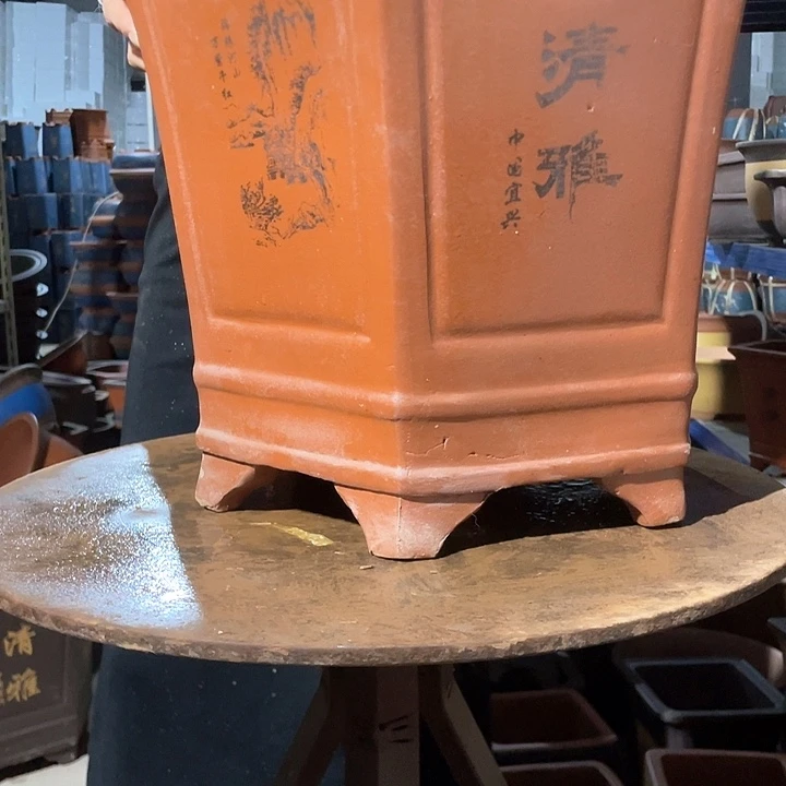 老*长40双线红六方花盆花盆