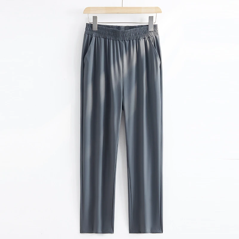 冰丝中老年女裤气质大码冰丝裤女夏日薄款直筒休闲裤女裤九分中