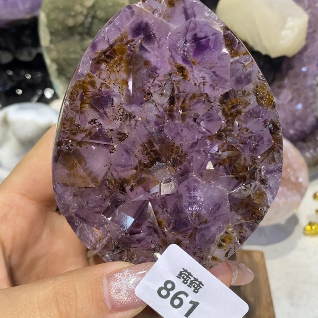 紫晶珠宝半成品未镶嵌全抛大牙钛金龙蛋