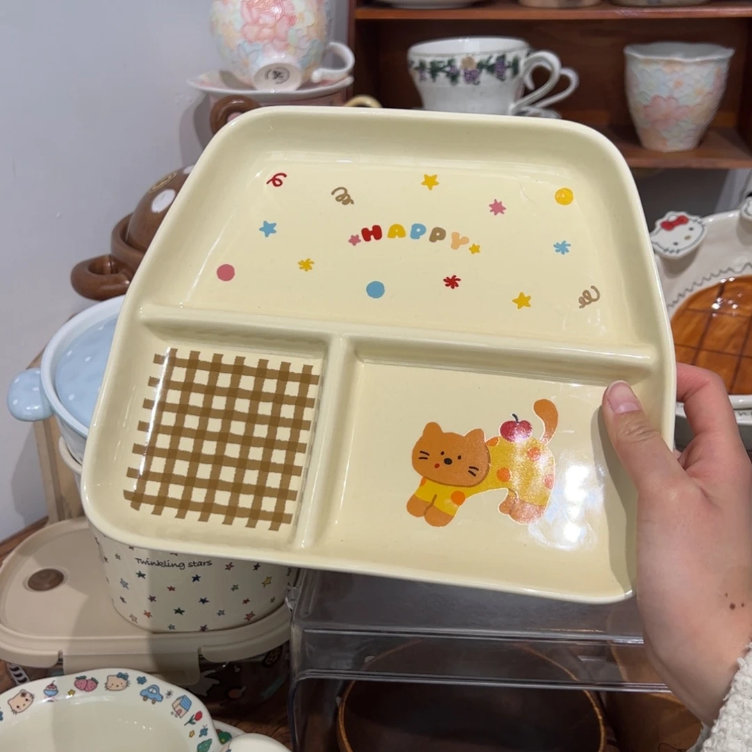 小猫三格分餐盘