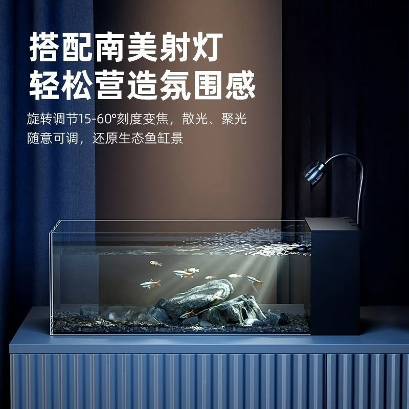 60*30*30(6mm)侧滤设计超白玻璃桌面生态造景溪流缸适合办公室养