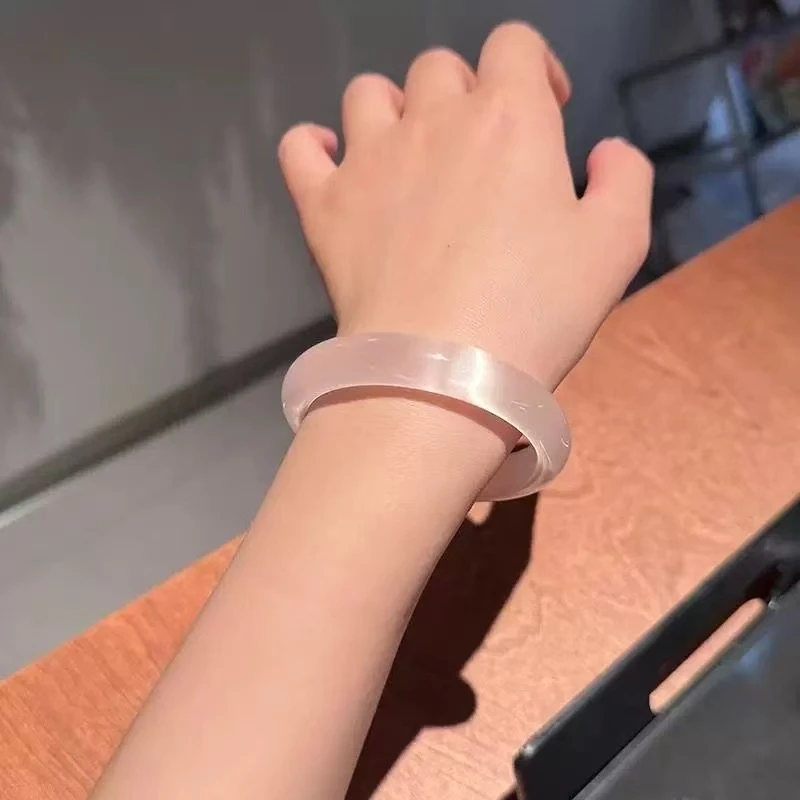 新款爆款冰晶猫眼镯子女款白色少女古风冰透时尚