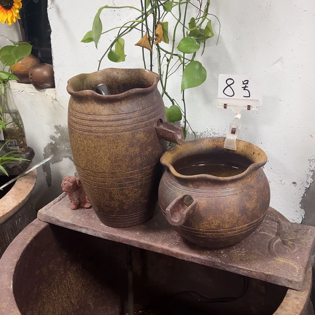 紫砂花盆流水罐带6瓦泵软管一起