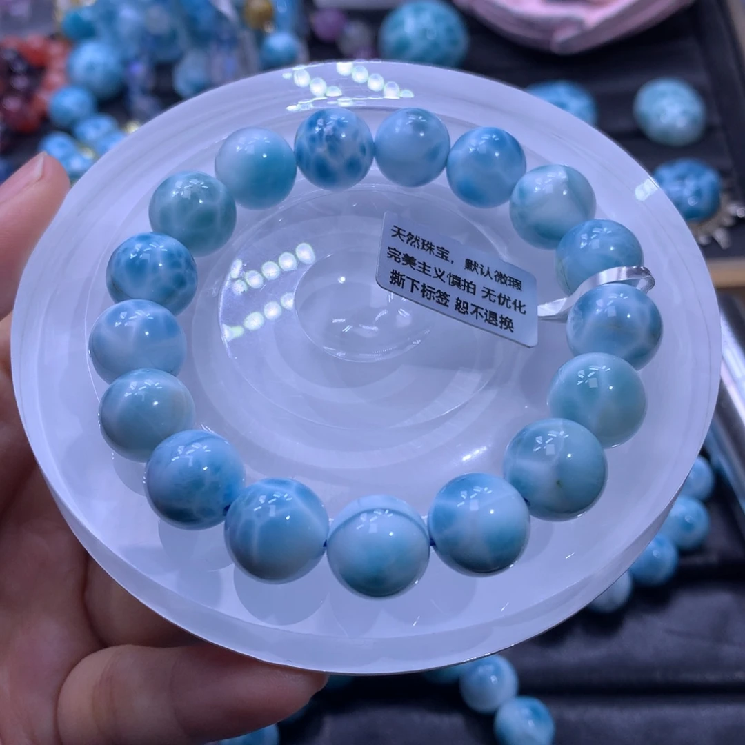 针钠钙石（海纹石）未镶嵌手链12m手串色差略异