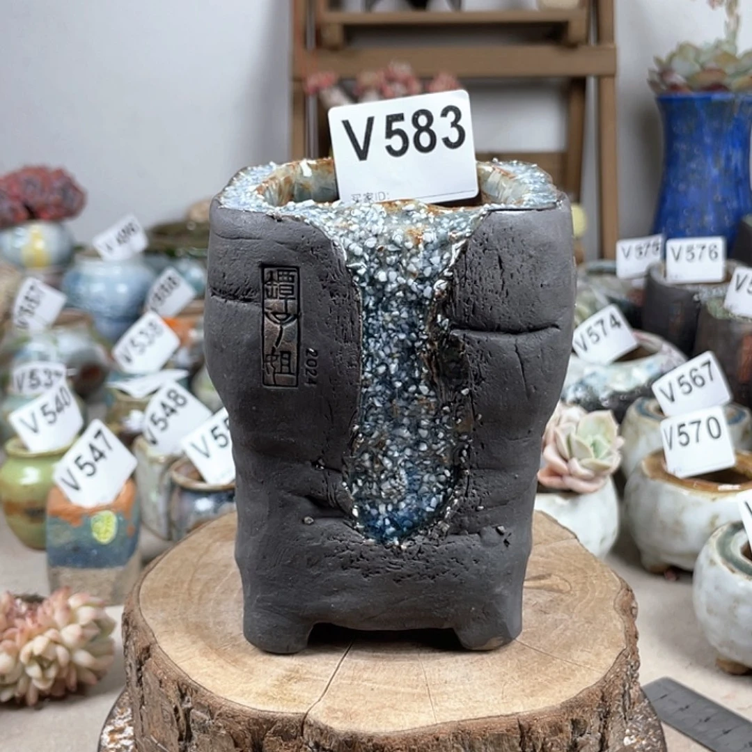 紫砂花盆银河落大号 内口6