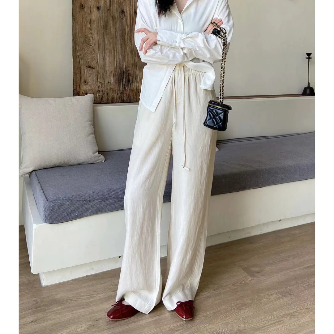 KIKI严选：2058-N家欧洲站南油秋季新款时尚复古抽绳直筒裤