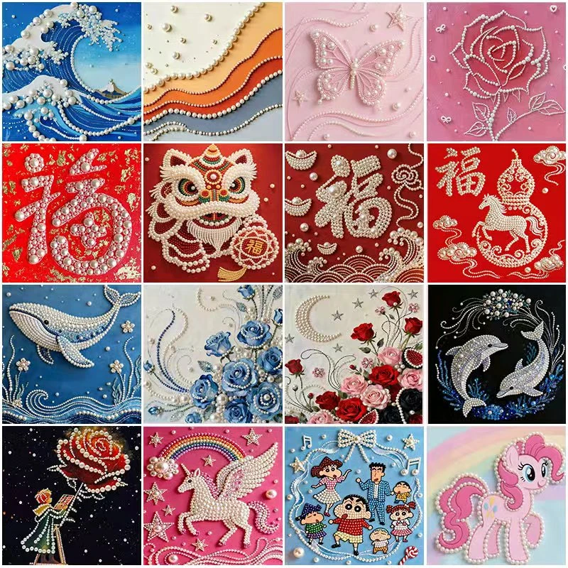 A【1-200】2020cm珍珠画手工DIY材料包福字立体装饰画高级感自粘款