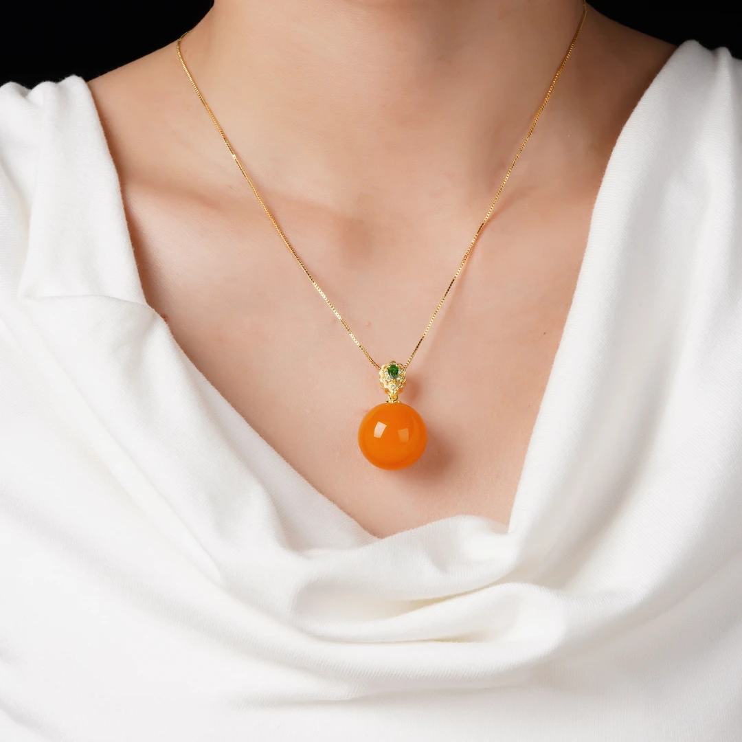 蜜蜡单珠19.5mm锁骨链吊坠（赠链）