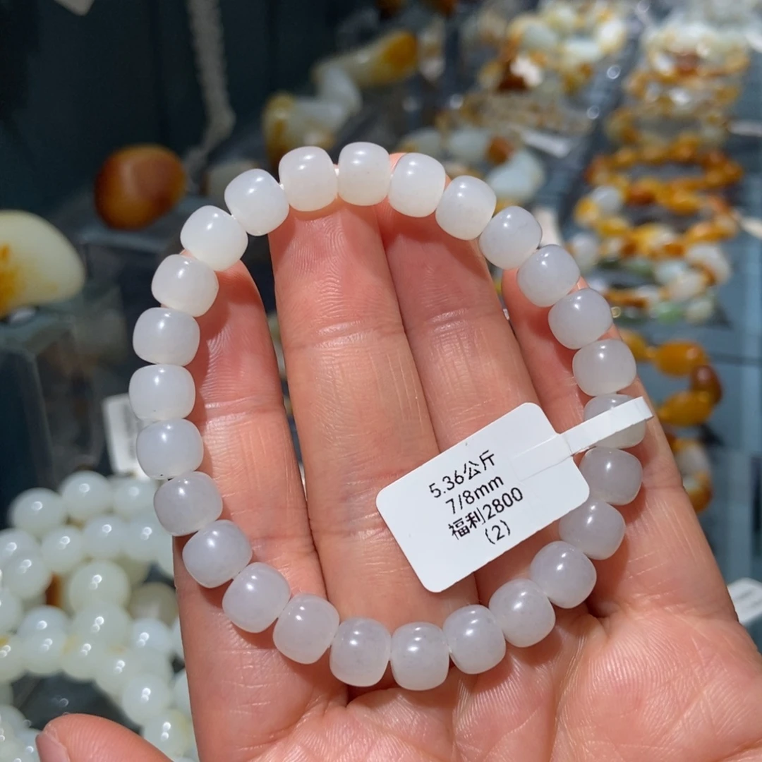 和田玉未镶嵌颈饰和田玉老型串7/8mm